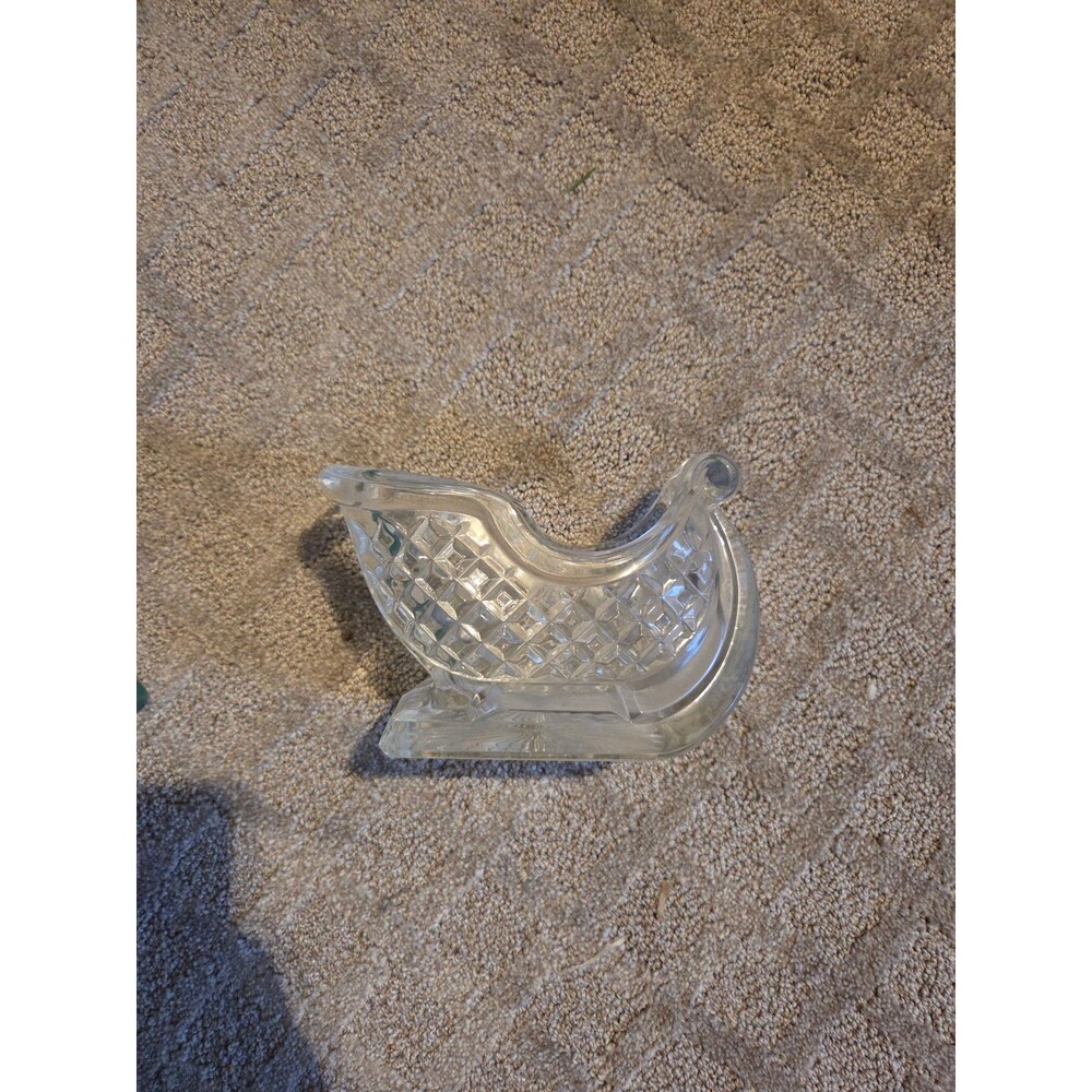 Vintage Pressed Glass Sleigh Candy Dish / Holiday Centerpiece